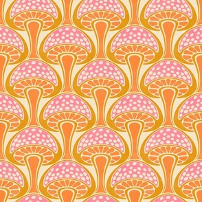 Art Nouveau Mushroom - 6" medium - pink, orange, and gold 