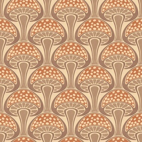 Art Nouveau Mushroom - 6" medium - taupe and copper 
