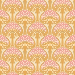 Art Nouveau Mushroom - 6" medium - pink and gold 