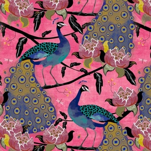 Peacock Paradise on pink