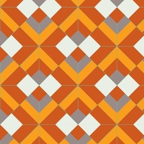 Orange and Grey Squares Geometric Bricks
