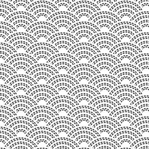 Seigaiha or seigainami literally means wave of the sea. Seamless pattern abstract scales simple Nature background with Japanese circle white black 