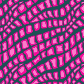 Snakes - abstract snake skin - green pink V2 - medium scale
