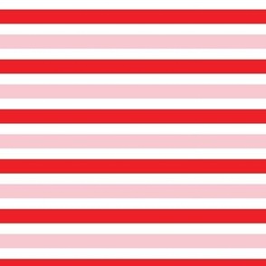 6"  Red and Pink candy cane horizontal stripe