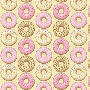 Butter & piglet donuts & sprinkles - butter background - #f2dddd #f4edba