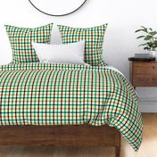 Small scale / Lemon plaid checks / colorful mustard yellow bright green dark navy blue textured stripes checkered vintage summer blender retro gingham on warm cream beige