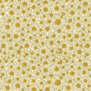 Field of beige and yellow ditsy Daisies - beige background
