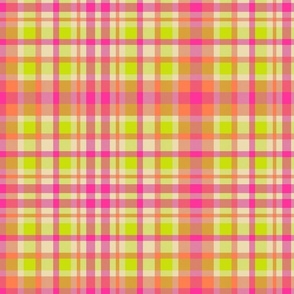 Bright Days Spring Plaid - Hot Pink/Chartreuse - 12 inch