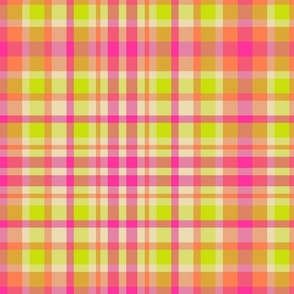 Bright Days Spring Plaid - Hot Pink/Chartreuse - 15 inch