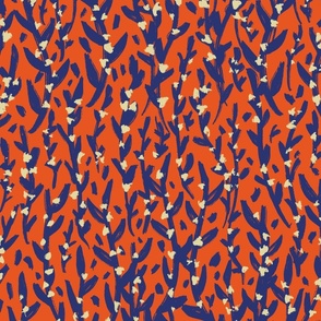 Blooming Branches orange-blue - brush strokes style