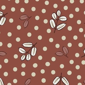 Dark brown leaves and dots on red brown