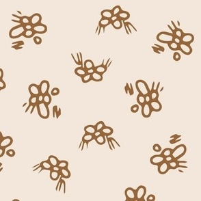 copper brown flowers polka dots on light beige (mid)