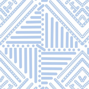sky blue  geometric pattern on white -  medium scale
