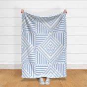 sky blue  geometric pattern on white - large scale