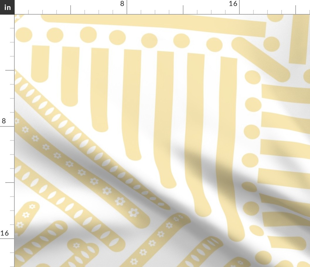 light yellow  geometric pattern on white -  jumbo scale