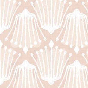 Abstract Floral Stems in White on Blush Pink - XL