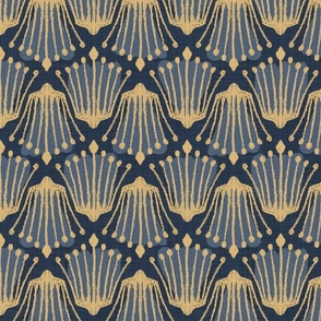Abstract Floral Stems in Honey and Navy - Large