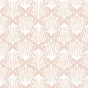 Abstract Floral Stems in White on Blush Pink - Large