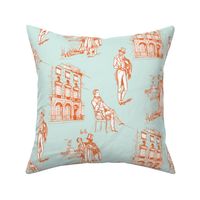 Gay Toile™- Mr. Wilde's Club for Gentlemen- Viking Blue and Sky Orange
