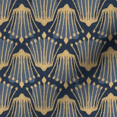 Abstract Floral Stems in Honey and Navy