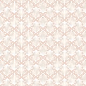 Abstract Floral Stems in White on Blush Pink