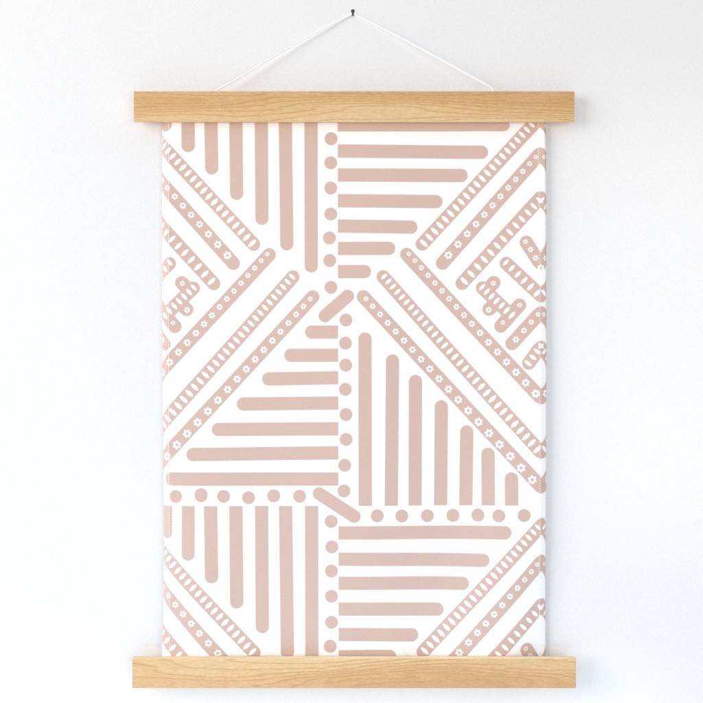 soft warm brown  geometric pattern on white - medium scale