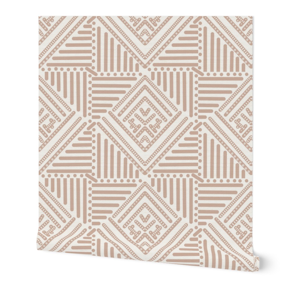 soft warm brown  geometric pattern on white - medium scale