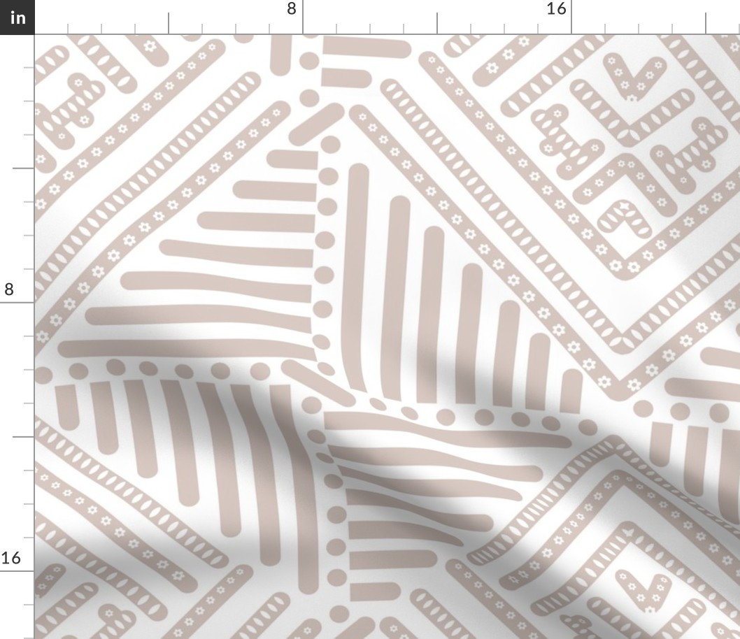 soft neutral brown  geometric pattern on white - medium scale