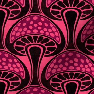 Art Nouveau Mushroom - 6" medium - black, pink, and purple 