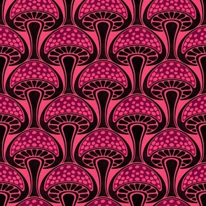 Art Nouveau Mushroom - 6" medium - black, pink, and purple 