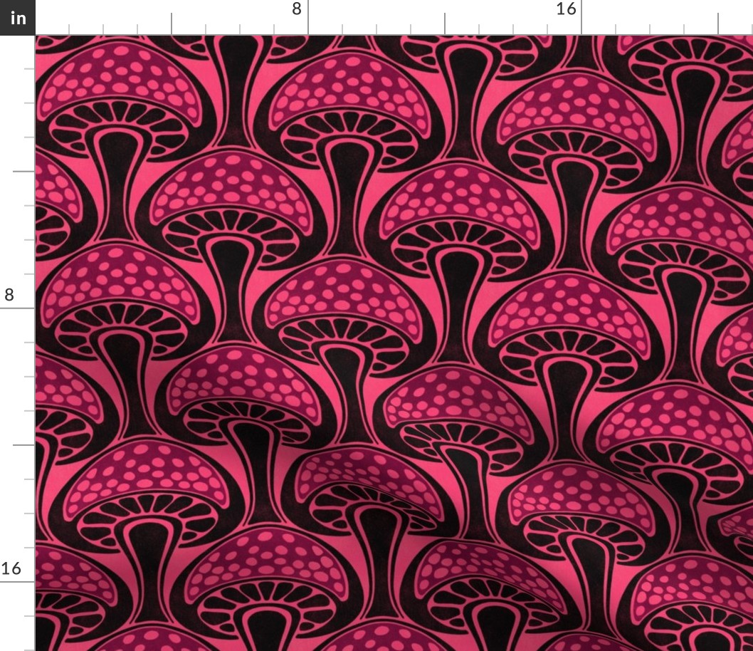 Art Nouveau Mushroom - 6" medium - black, pink, and purple 