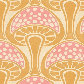 Art Nouveau Mushroom - extra large - pink and gold 