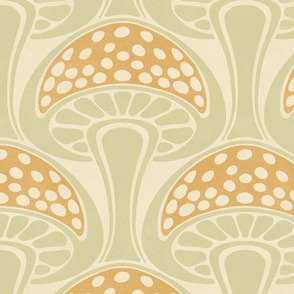 Art Nouveau Mushroom - extra large - gold and sage 