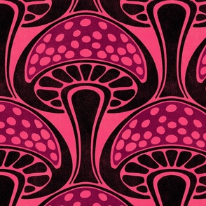 Art Nouveau Mushroom - extra large - black, pink, and purple 