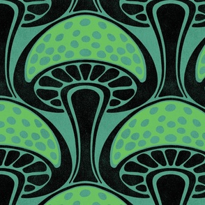 Art Nouveau Mushroom - extra large - black and green 