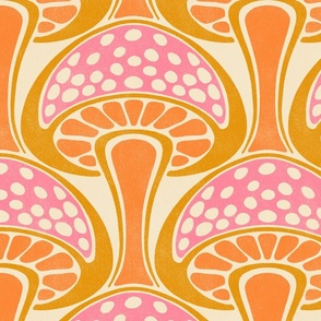 Art Nouveau Mushroom - extra large - pink, orange, and gold 