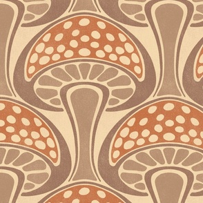 Art Nouveau Mushroom - extra large - taupe and copper