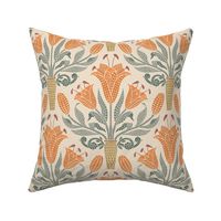 orange lily mosaic damask- medium scale