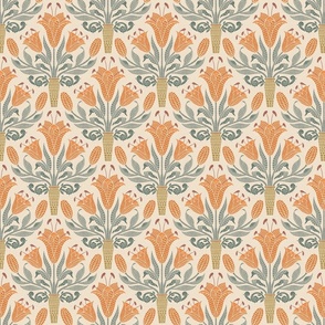 orange lily mosaic damask-small scale