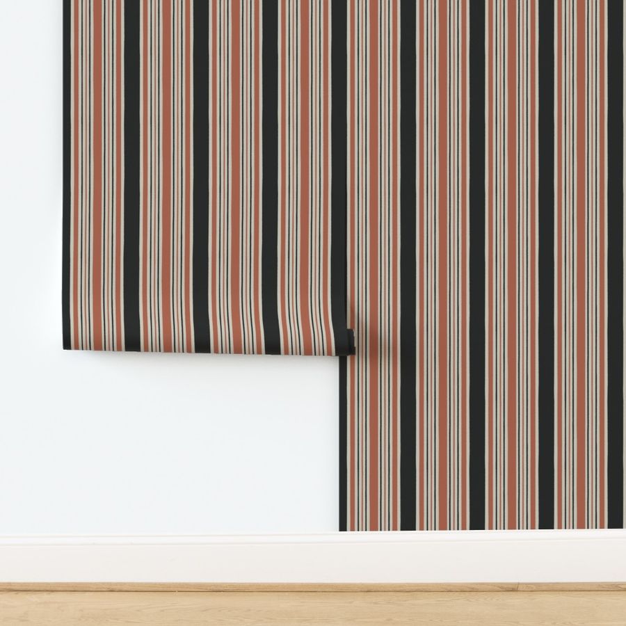 autumn stripe in burnt orange, onyx black and tan // small