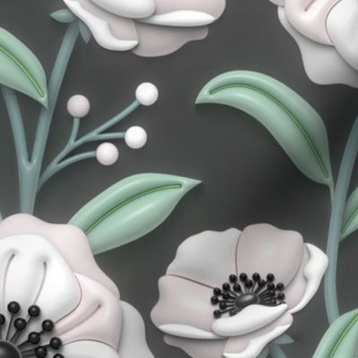 White Anemones | Charcoal