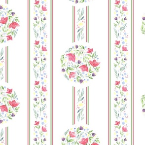 Floral watercolor circles and stripes