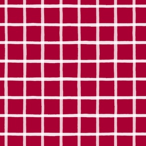 Reverse Jane Plaid White on Berry Red