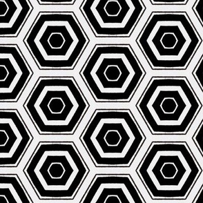 Black Hexagon on White Background