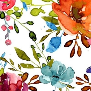Bright-summer-floral-Xlarge Watercolor flowers// expressive florals//