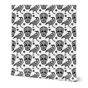 Skull Raven Flower Damask