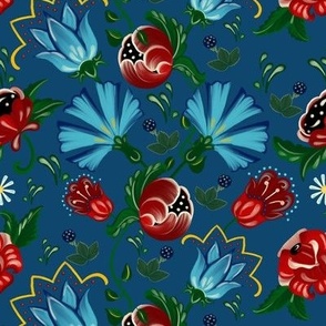 rustic flowers on blue background