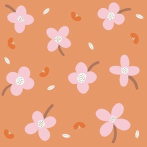 Forget Me Not and Bean Flowers in Caramel Pink and Rust