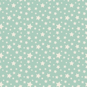 White stars on mint green