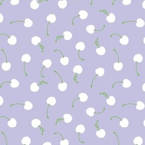 Cherries on lavender with white and green 100
